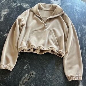 Lululemon Brushed Softstreme Half Zip Filbert Tan Size 6